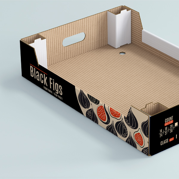 Bandeja de exportación de higos en cartón corrugado