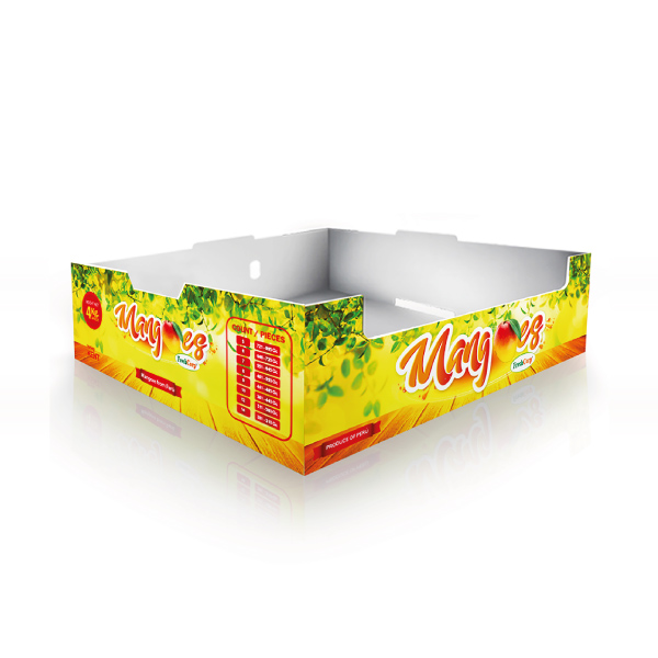 Bandeja para exportación de mangos kent en cartón corrugado contraplacado